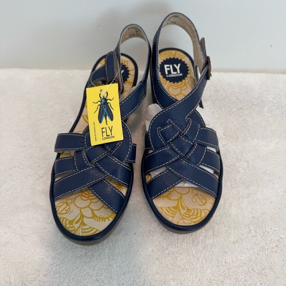 FLY London Leather Braided front Wedge Sandals Lipstick size 38 - Picture 1 of 10
